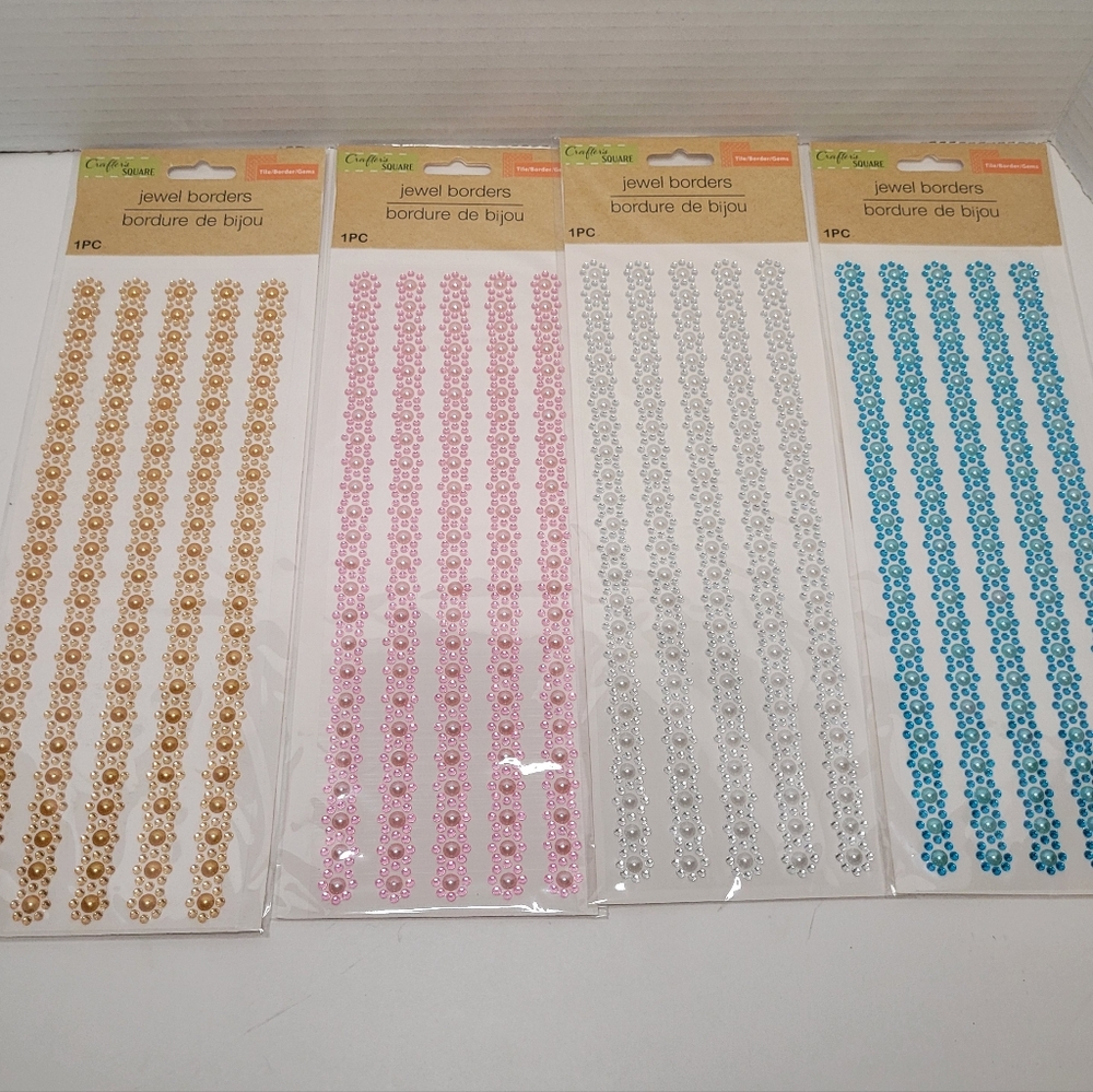 Crafters Square Pearl and Crystal Jewel Border Gems Lot of Four Sheets Shown NWT